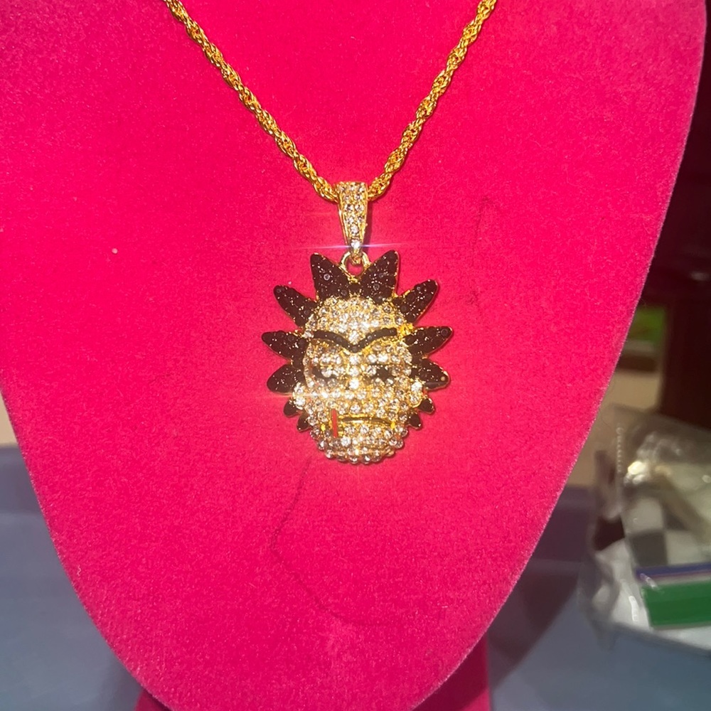 King Ice x Rick and Morty Evil Rick Gold Necklace
